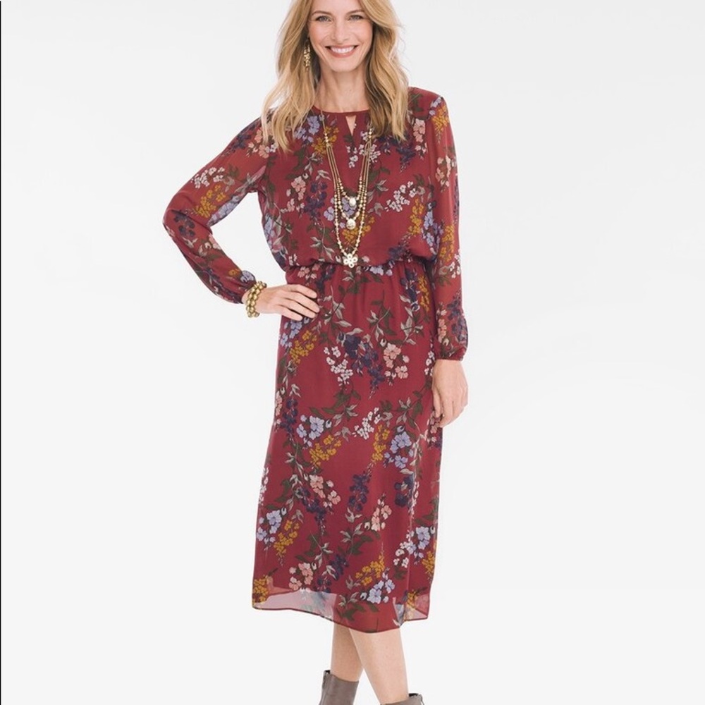 Chico’s Floral Keyhole Dress Size 00 NWT